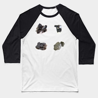 Mineral 4 Pack - Smoky Quartz, Pyrite, Tourmaline, Manganese Baseball T-Shirt